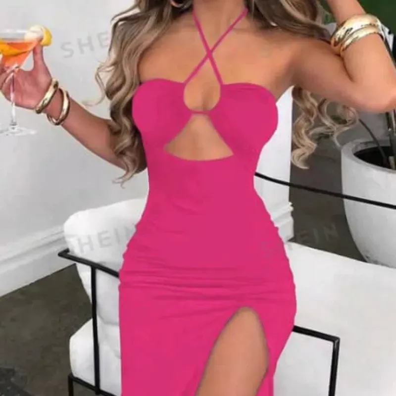 🩷 Vestido escote delantero — Rosado