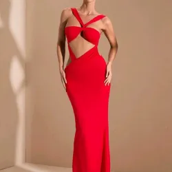 ❤️ Vestido largo asimétrico — Rojo
