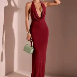 Vestido largo burdeos