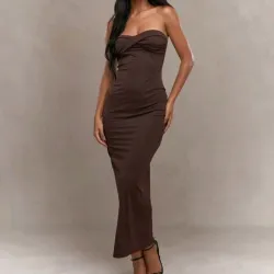 Vestido largo carmelita con brillitos