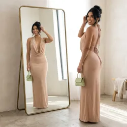 Vestido largo casual beich