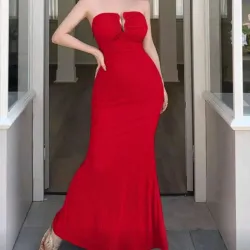 ❤️ Vestido largo cola de sirena — Rojo