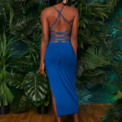 💙 Vestido largo de crucetas en la espalda 