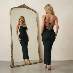 🖤 Vestido largo de escote en la espalda — Negro