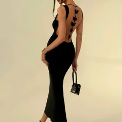 🖤 Vestido largo de escote en la espalda — Negro