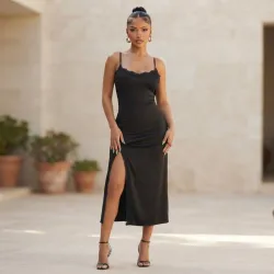 🖤 Vestido midi de tirantes — Negro