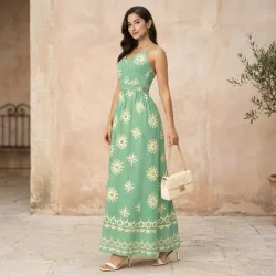 💚 Vestido largo estampado — Verde