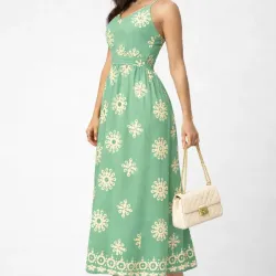 💚 Vestido largo estampado — Verde