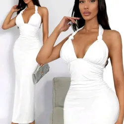 Vestido largo halter blanco 