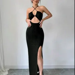🖤 Vestido largo escote delantero — Negro 