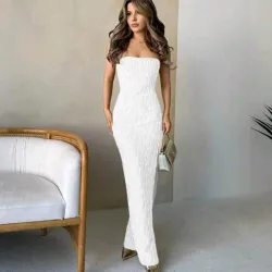 Vestido largo tope blanco