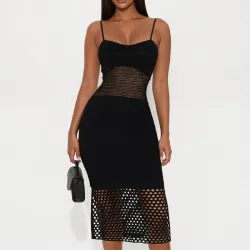 🖤 Vestido midi a Crochet — Negro
