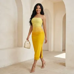 Vestido midi amarillo de tul
