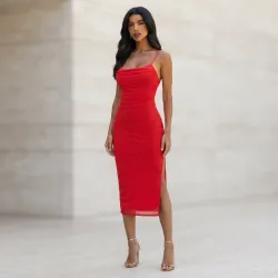 ❤️ Vestido midi de tirantes — Rojo