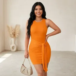 Vestido naranja amarre delantero