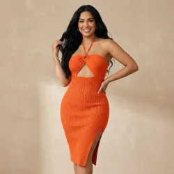 🧡 Vestido de canalé — Naranja
