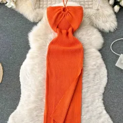 🧡 Vestido de canalé — Naranja