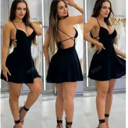 Vestido negro sexy escote en espalda