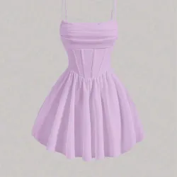 Vestido plisado malva