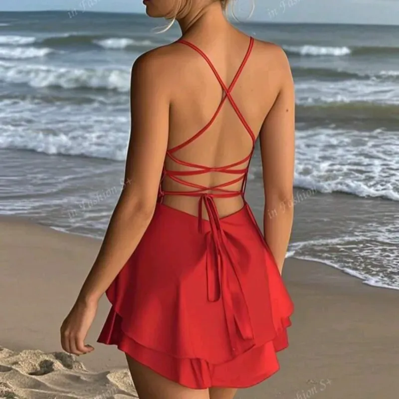 ❤️Vestido rojo d satén con vuelos  