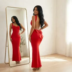 Vestido rojo lazo atrás