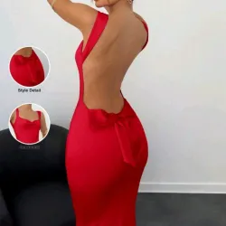 Vestido rojo lazo atrás