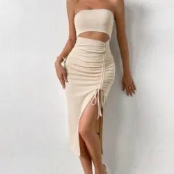 🤎 Vestido sin tirantes — Beige