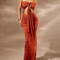 Vestido tubo plisado hueco