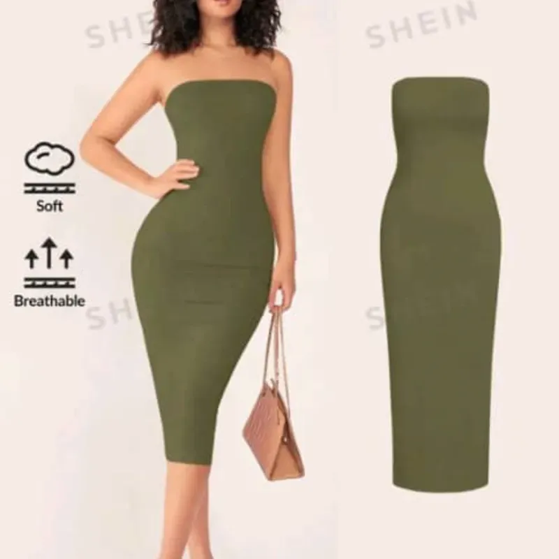 💚 Vestido tubo — Verde Militar 