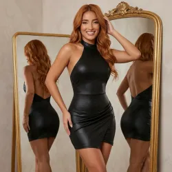 🖤 Vestido vinil — Negro