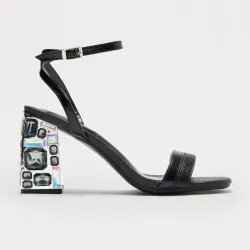 🖤 Zapatos de tacón con pedrería — Negro