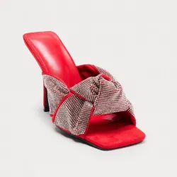 ❤️ Zapatos de tacón con pedrería — Rojo