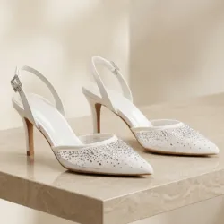 🤍 Zapatos de tacón con punta fina — Blanco