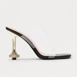 🖤 Zapatos de tacón con silicona — Negro/Dorado