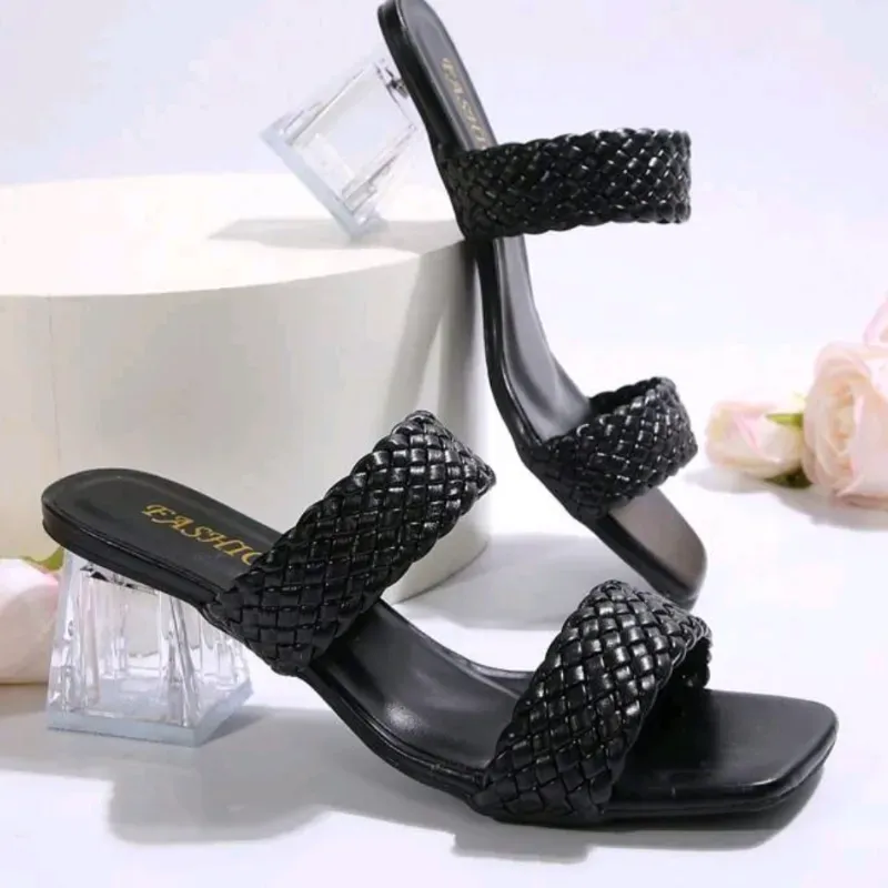🖤 Zapatos de tacón cuadrado silicona — Negro