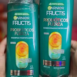☘️Shampoo y Acondicionador Fortificante Garnier Fructis Probióticos Fuerza (presentación de 650 ml).