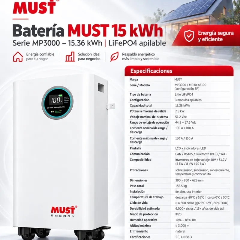 BATERÍA 15 KW MUST