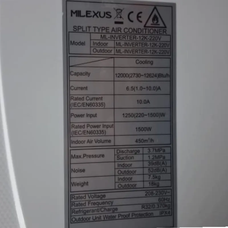 Split Inverter 1 tonelada Milexus