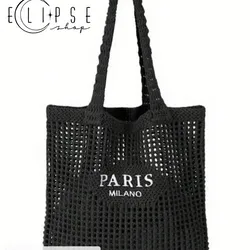 Bolso negro tejido