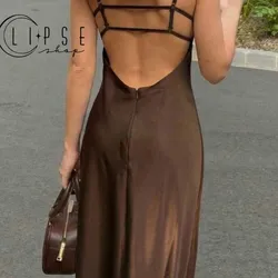 Vestido de satin carmelita