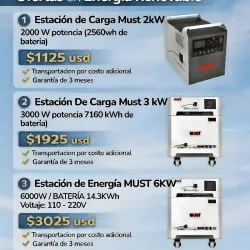 Estación De Carga Must 3 kW (3000W Potencia) (7160 kWh de Batería)