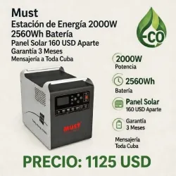 Estacion de Carga Must 2kW (2000 W potencia) (2560wh de bateria)