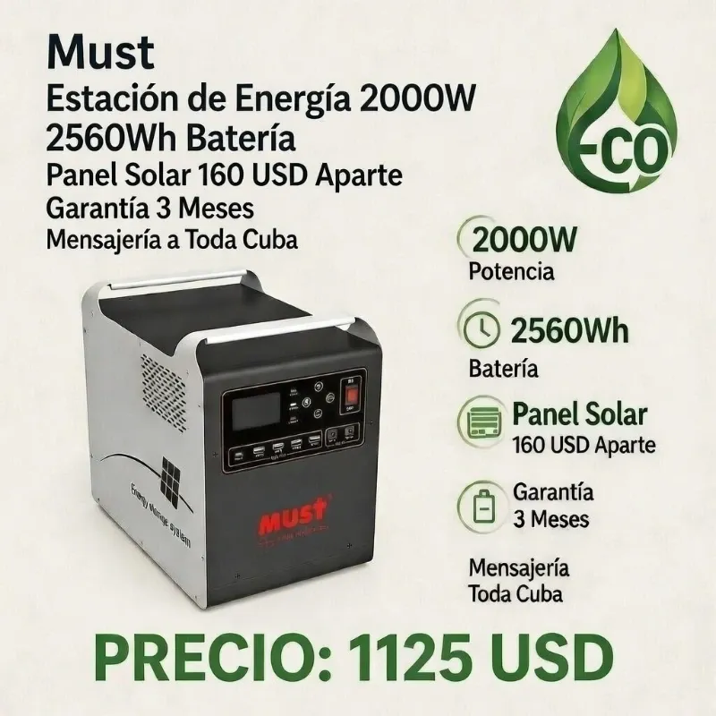 Estacion de Carga Must 2kW (2000 W potencia) (2560wh de bateria)