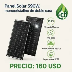 Panel Solar Bifacial 590W TOPCon 4.0 Monocristalino de Doble Cara