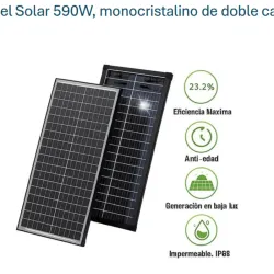 Panel Solar Bifacial 590W TOPCon 4.0 Monocristalino de Doble Cara
