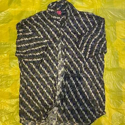Camisa manga corta estampada en cuadros 