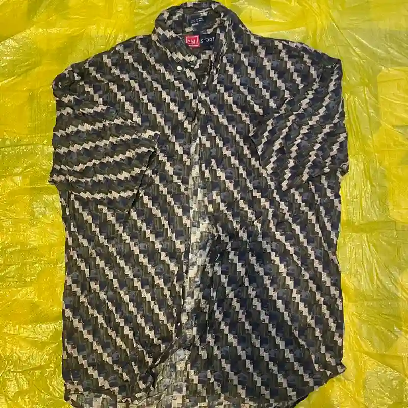 Camisa manga corta estampada en cuadros 