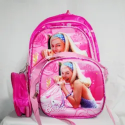 Set de mochila, lunchera y lapicera de Barbie.