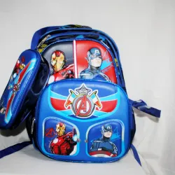 Set de mochila, lunchera y lapicera de IronMan & Capitán América.