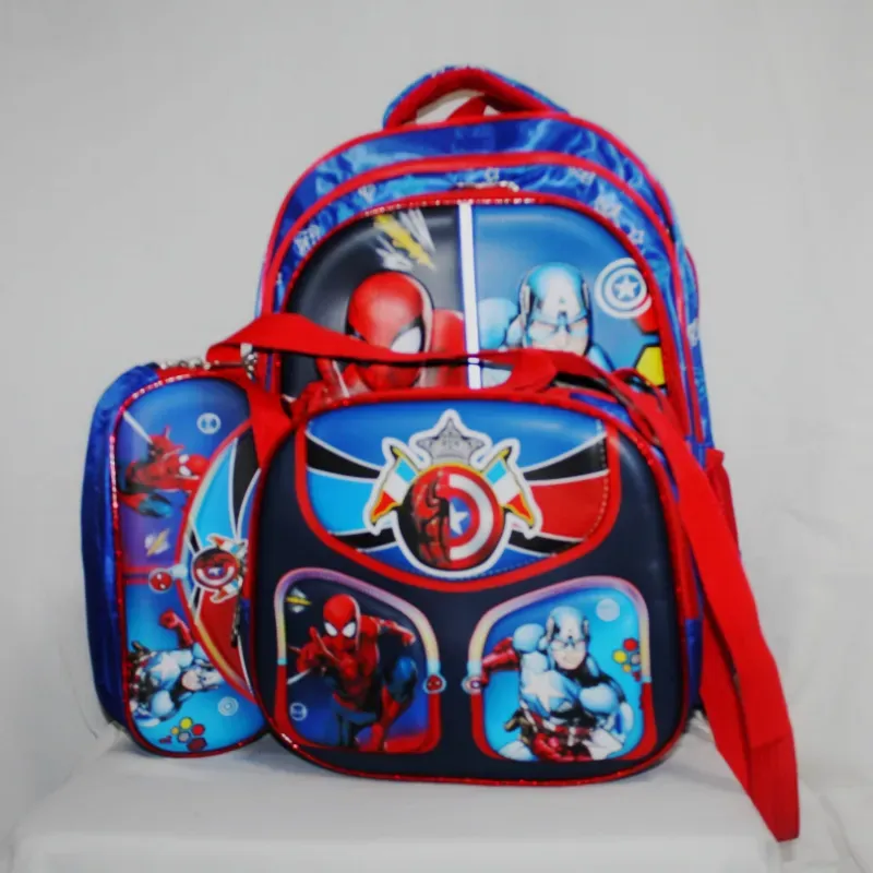 Set de mochila, lunchera y lapicera de SpiderMan & Capitán América